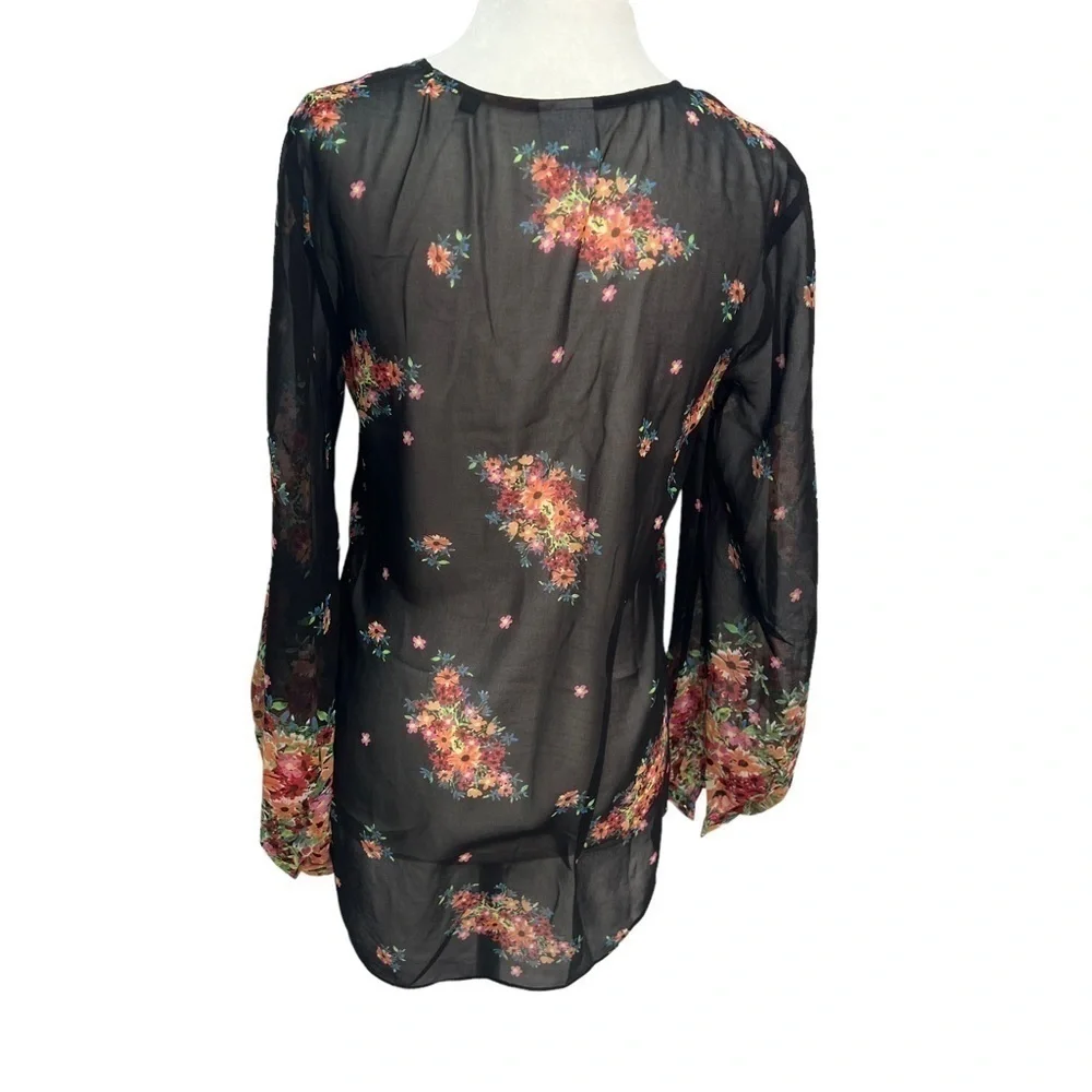 cabi Blooming Blouse Style 3594 Black Floral Size XS - Picture 6 of 12